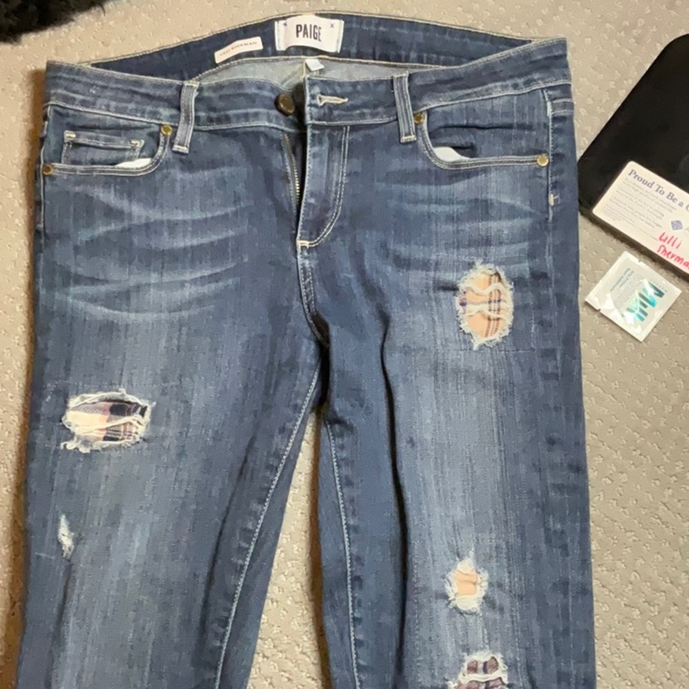 Paige size 29 Patchwork Dark wash Denim Jeans Hardly worn